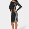 bebe1280_black-silver_2_8573dd8e-1eeb-42f6-8dc3-f27070cb7df7 BodyCon Embellished Knee Length Dress