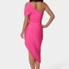 Asymmetrical High Slit Bandage Midi Dress