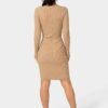 bebe2110_camel_3_79f27dd2-8587-4836-b588-0db866c9c475 V-Neck Cardigan Midi Dress